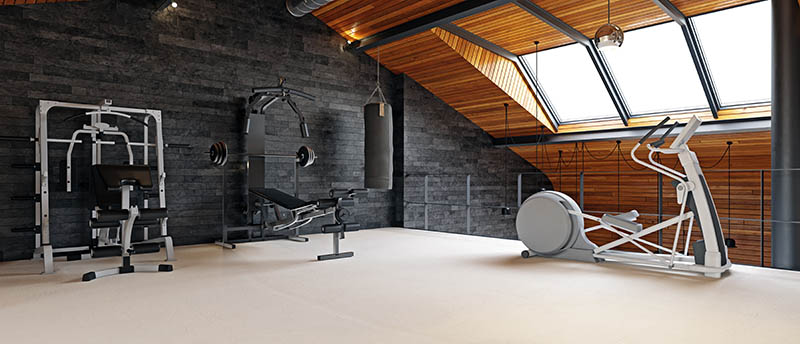 home gym room in the attic
