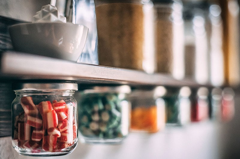 shelf with colorful sweets